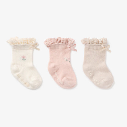 FLORAL ANKLE NON SLIP BABY SOCKS 3 PACK