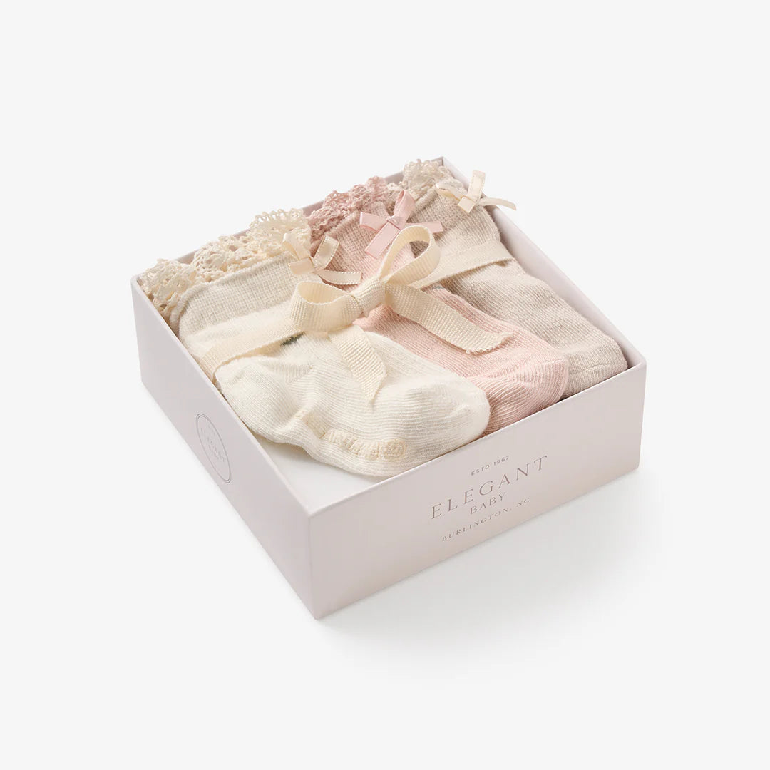 FLORAL ANKLE NON SLIP BABY SOCKS 3 PACK