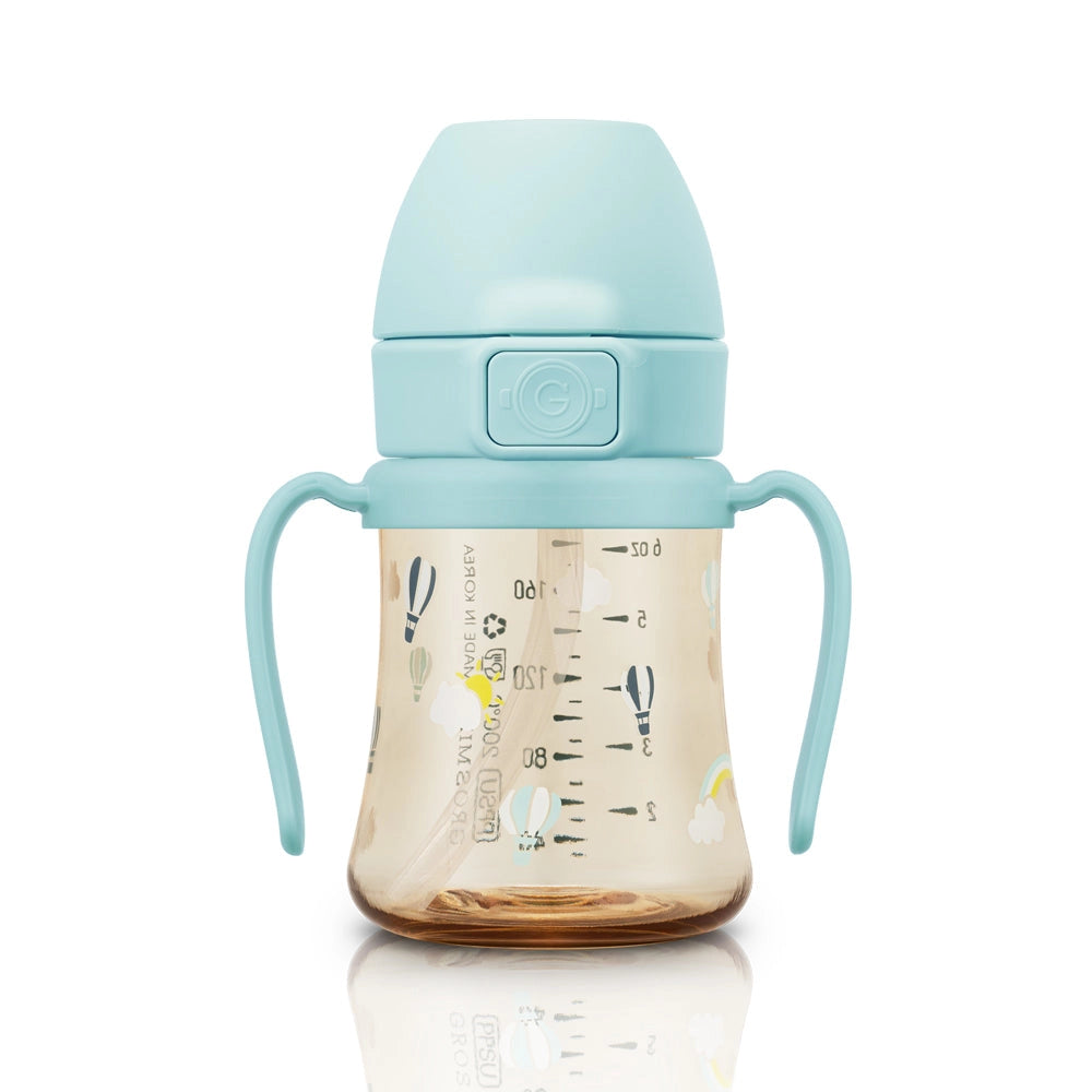 Grosmimi Ppsu Straw Cup with Flip Top - 6oz (200ml) Sky Balloon