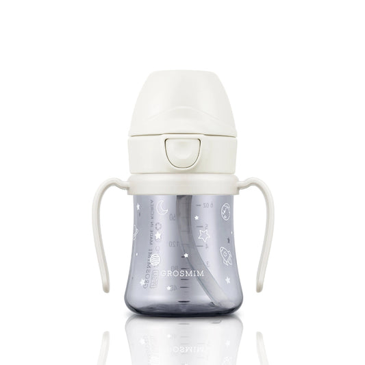 Grosmimi Ppsu Straw Cup with Flip Top - 6oz (200ml) Space-White