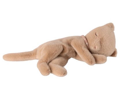 Sleeping kitten plush, Small - Cream Peach