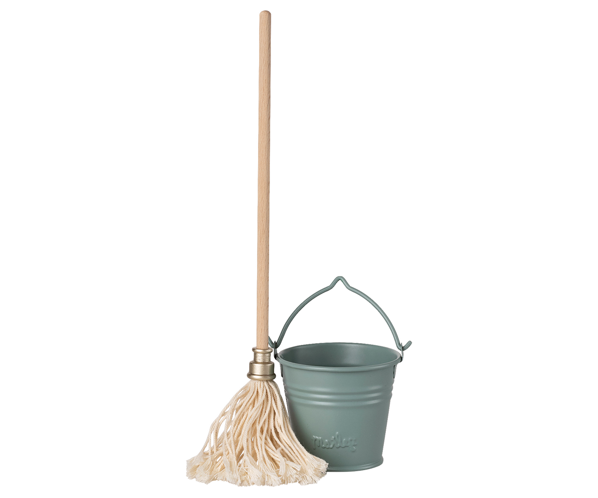 Bucket & mop, Miniature - Light blue