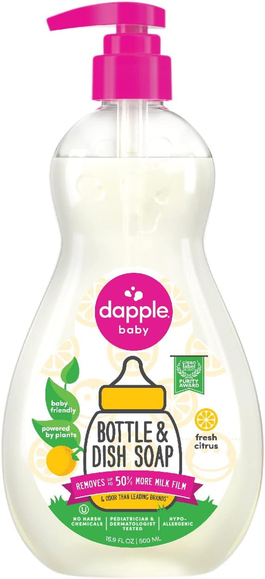 Dapple Baby Bottle & Dish Soap, Fresh Citrus, Plant Powered, Hypoallergenic, Baby Bottle and Dish Liquid, 16.9 fl oz, 1 Count