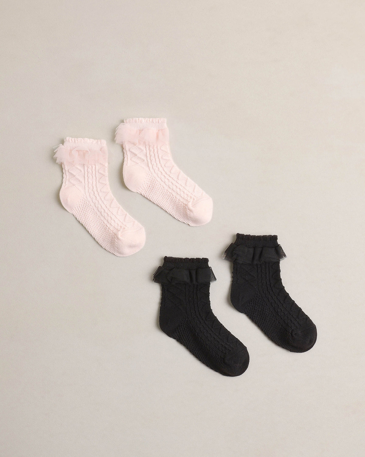 Noralee Ruffle Socks - Black/Blush