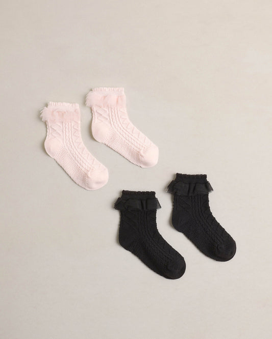 Noralee Ruffle Socks - Black/Blush