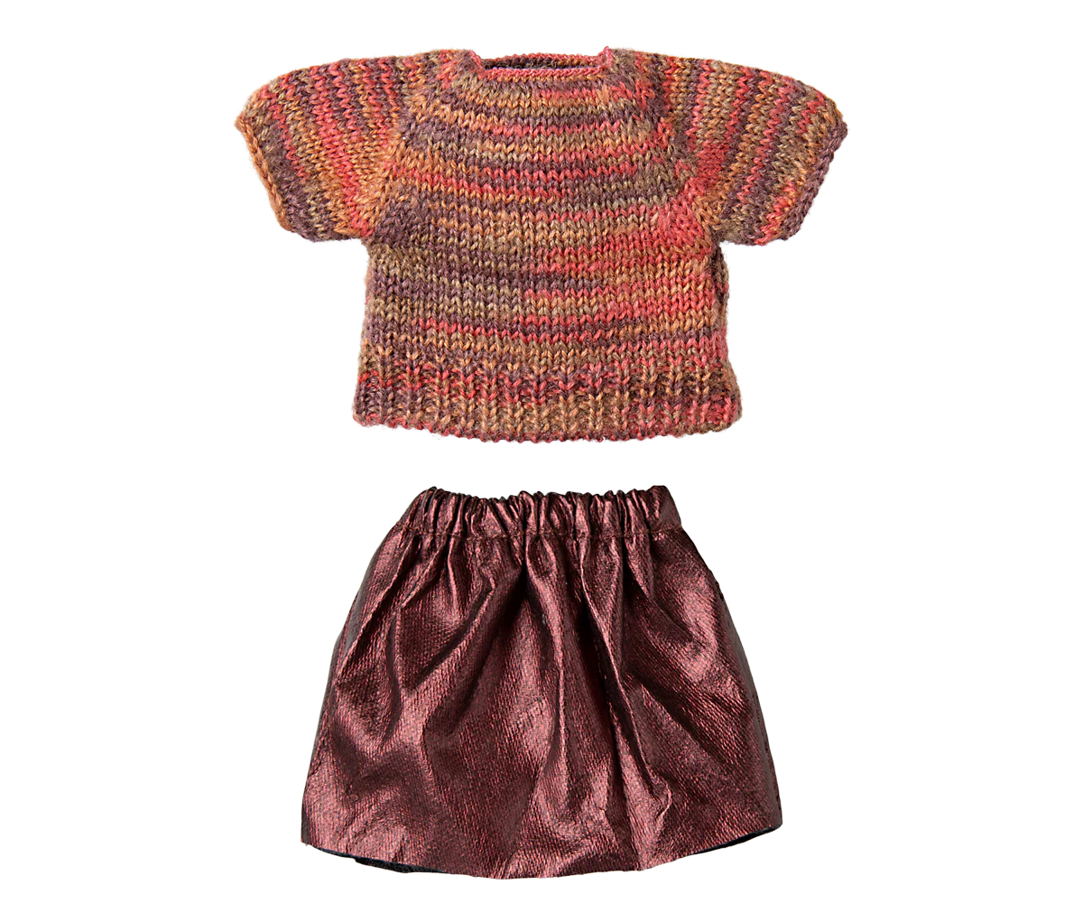 Maileg Skirt and knitted blouse, Mum mouse