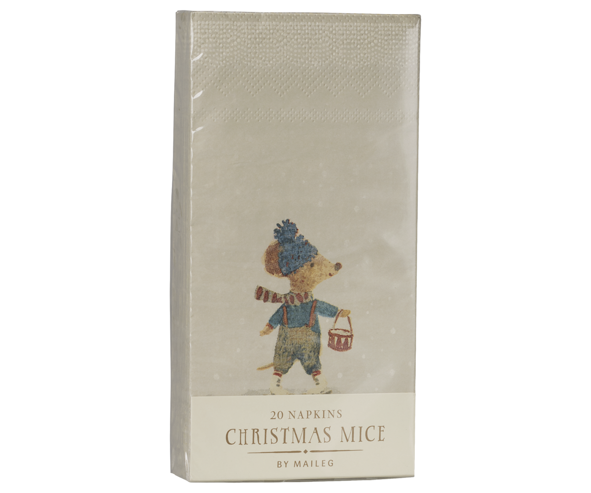 Maileg Napkin, Small - Christmas Mice (20 pcs)