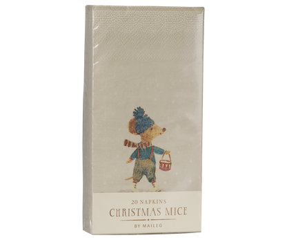 Maileg Napkin, Small - Christmas Mice (20 pcs)
