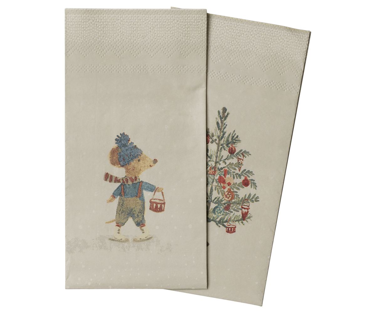 Maileg Napkin, Small - Christmas Mice (20 pcs)