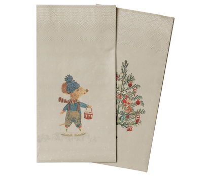 Maileg Napkin, Small - Christmas Mice (20 pcs)
