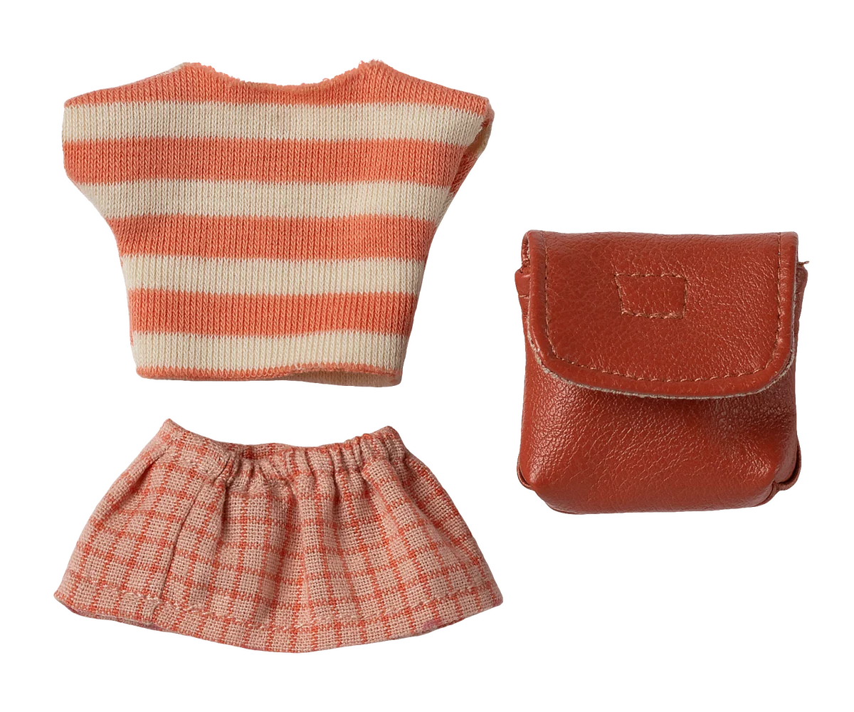 Clothes and bag, Big sister mouse -  coral