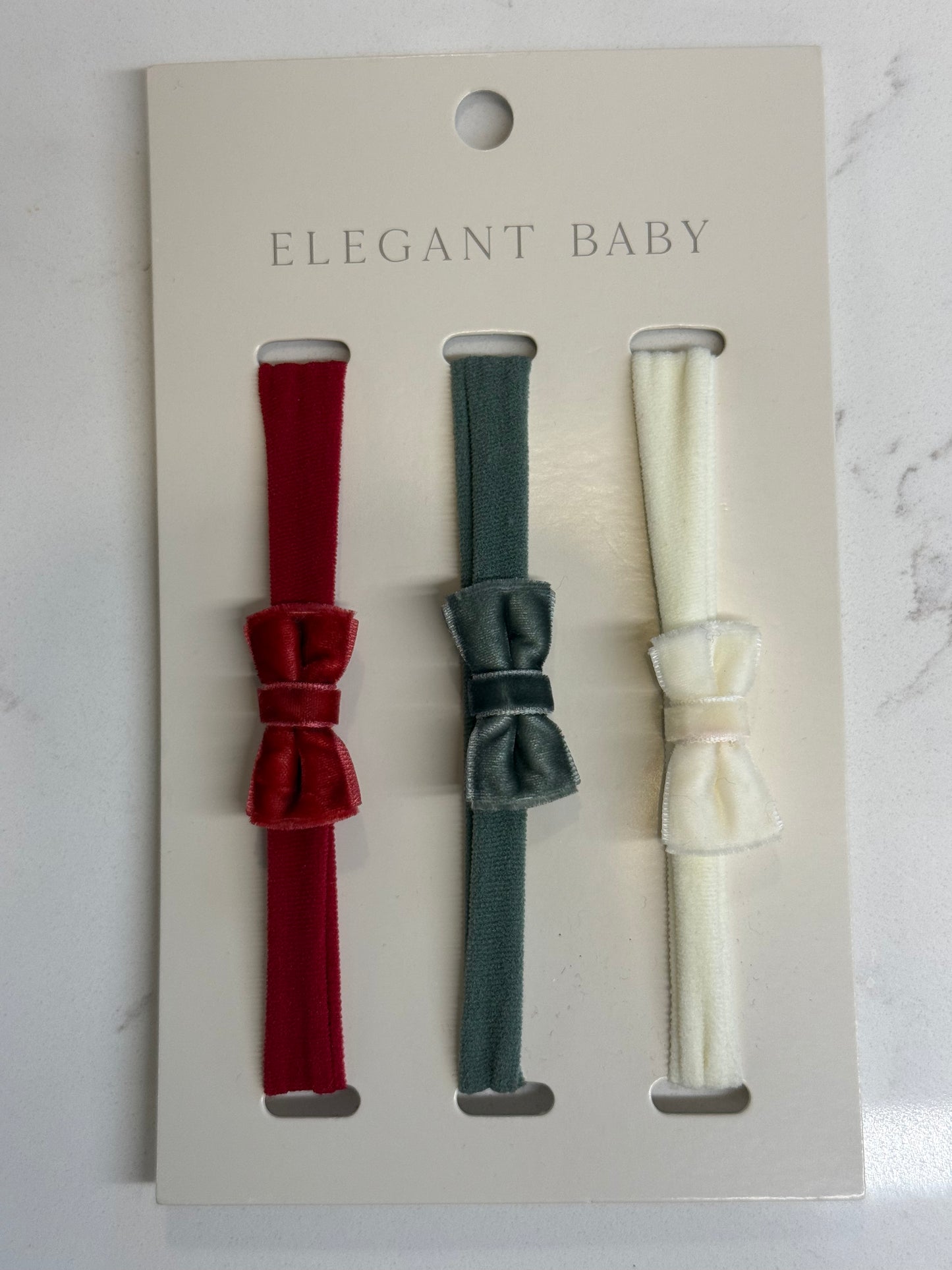 Elegant Baby HOLIDAYS VELVET BOW HEADBAND SET 3 PK