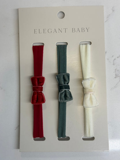 Elegant Baby HOLIDAYS VELVET BOW HEADBAND SET 3 PK