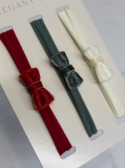 Elegant Baby HOLIDAYS VELVET BOW HEADBAND SET 3 PK