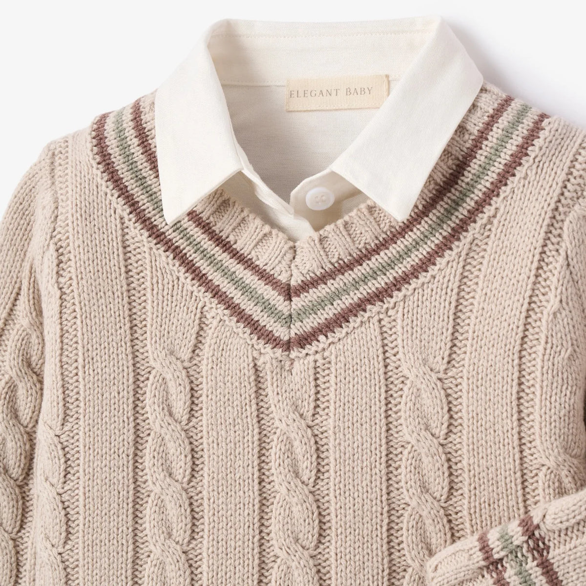 TAUPE VARSITY SWEATER + PLAID PANTS SET