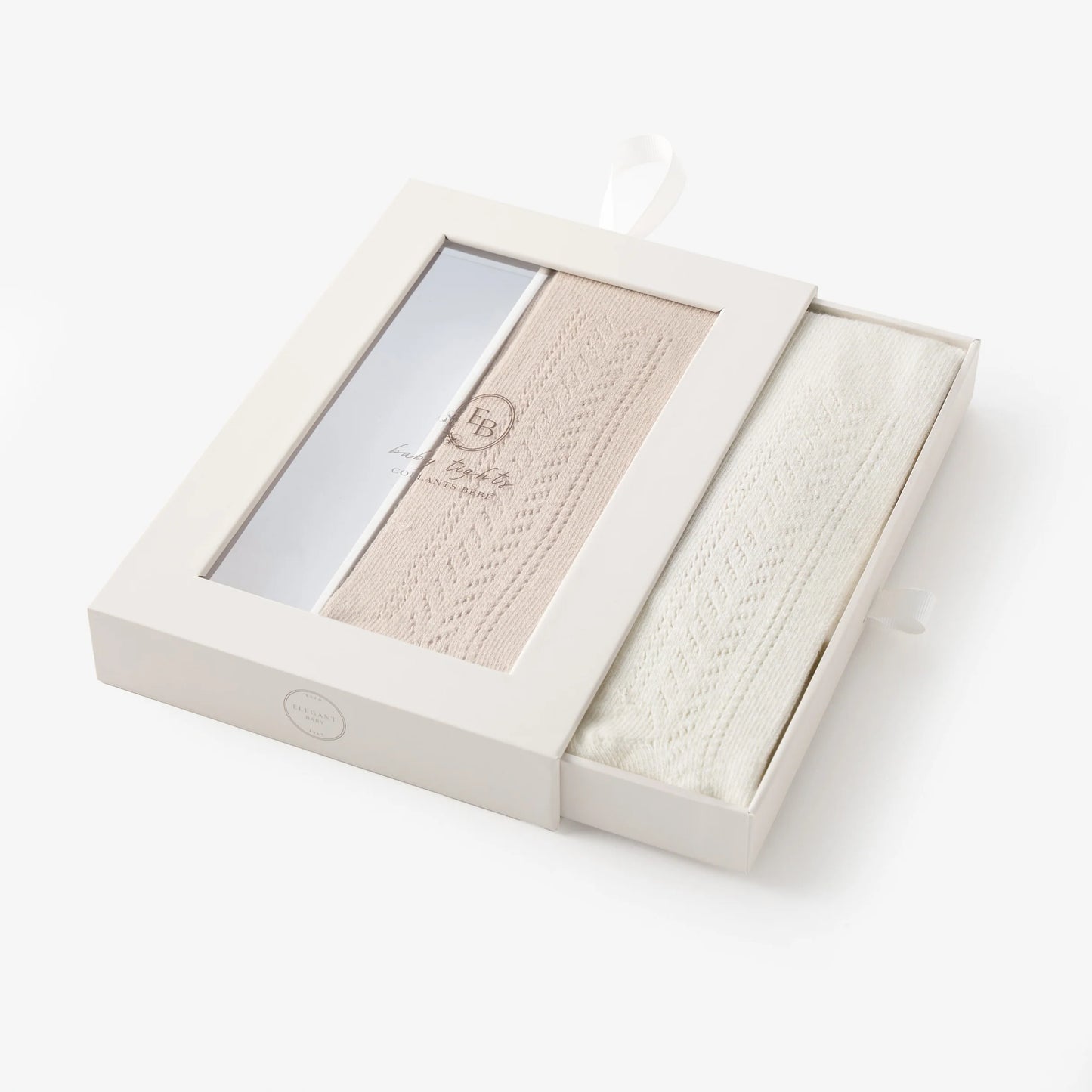 TAUPE/WHITE POINTELLE TIGHT SET - 2PK