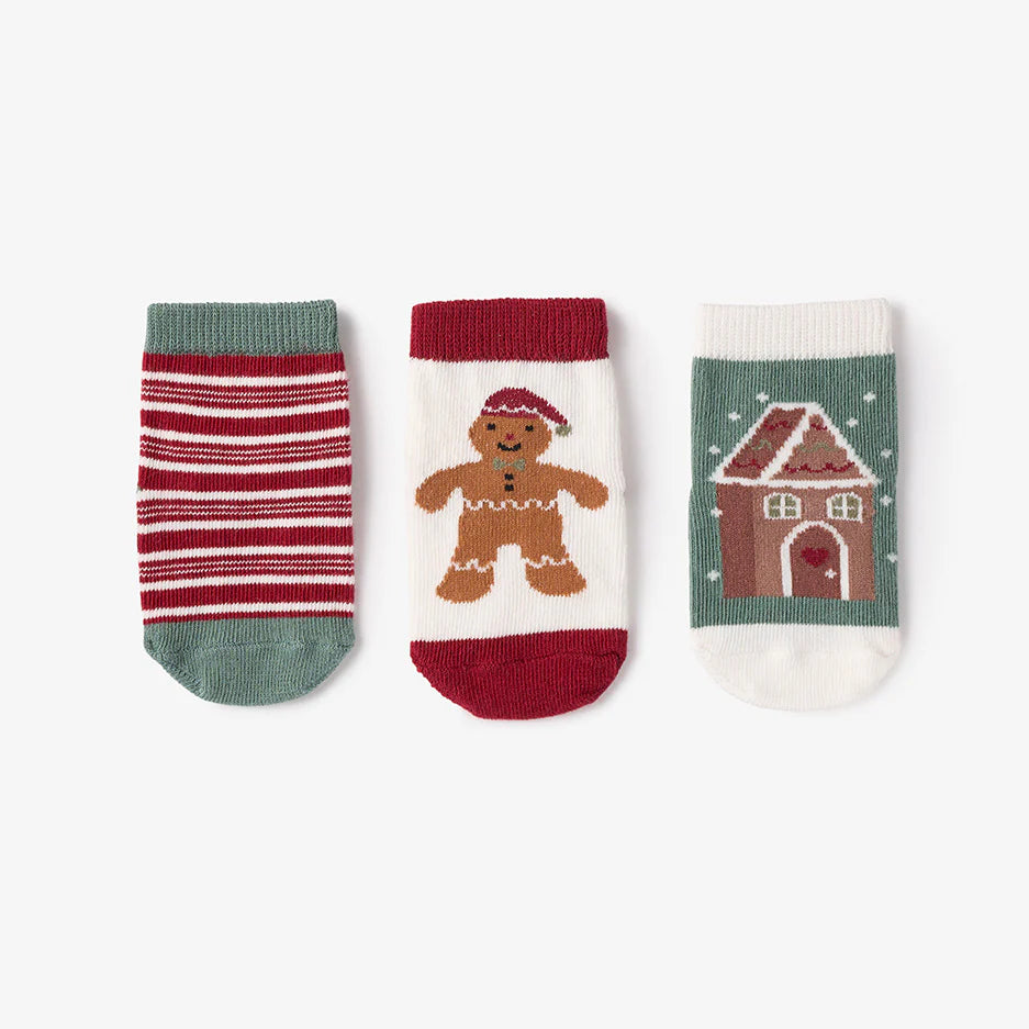 GINGERBREAD CHRISTMAS SOCKS 3PK