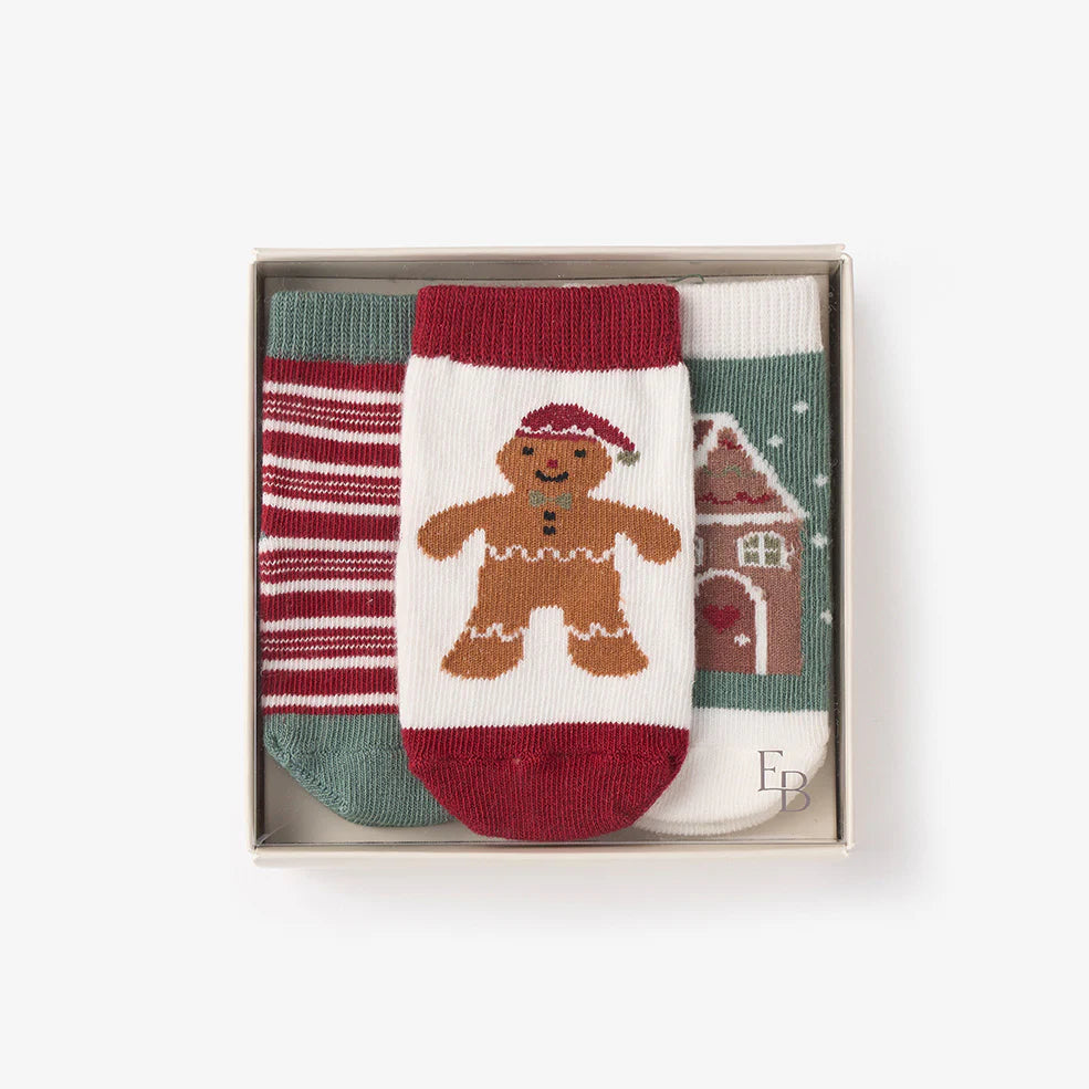 GINGERBREAD CHRISTMAS SOCKS 3PK