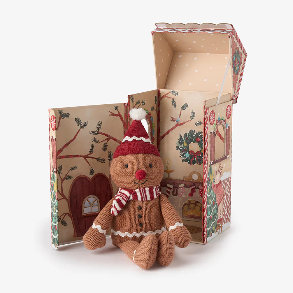 'JOLLY' GINGERBREAD KNIT TOY IN GIFT BOX