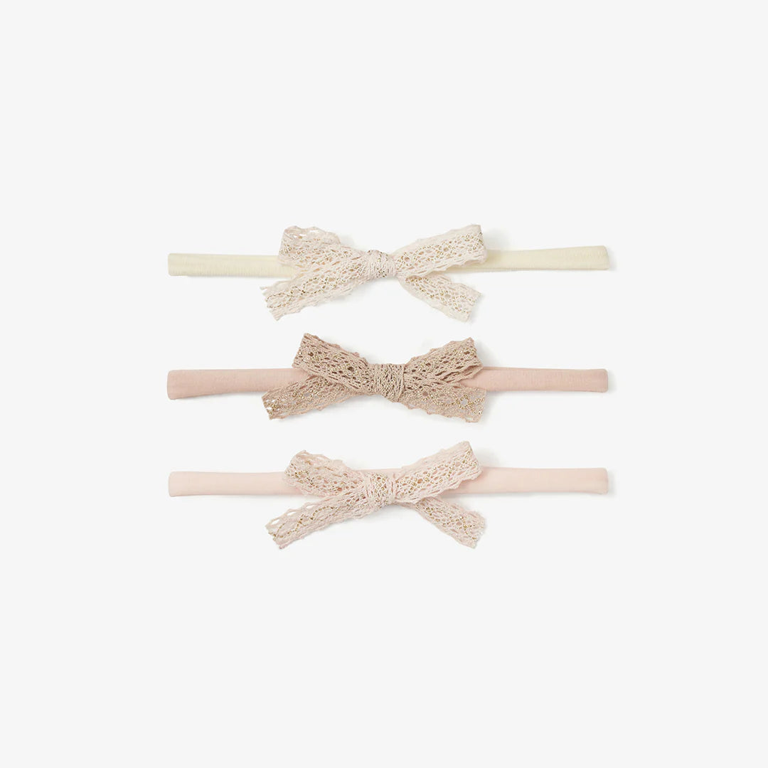 SPARKLE LACE BOW HEADBAND 3PK