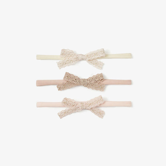 SPARKLE LACE BOW HEADBAND 3PK