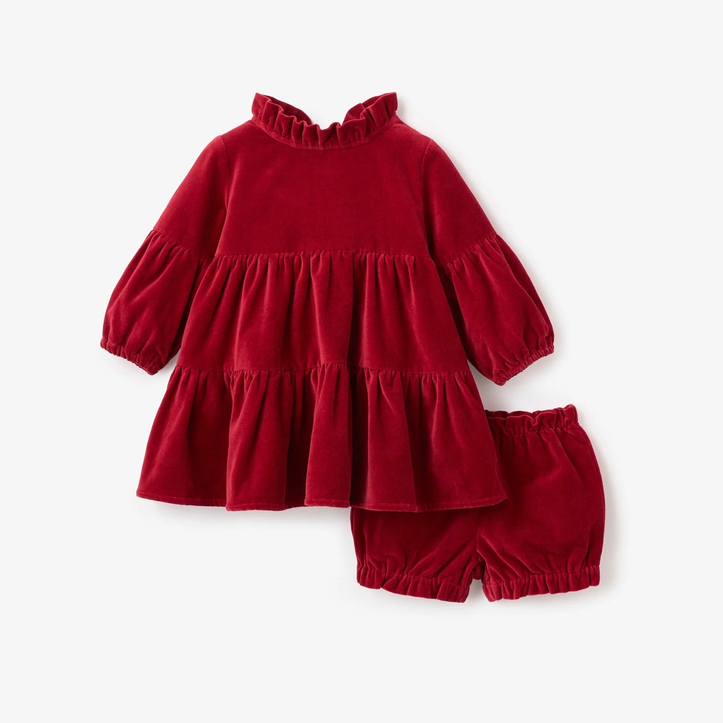VELVET RUFFLE COLLAR DRESS