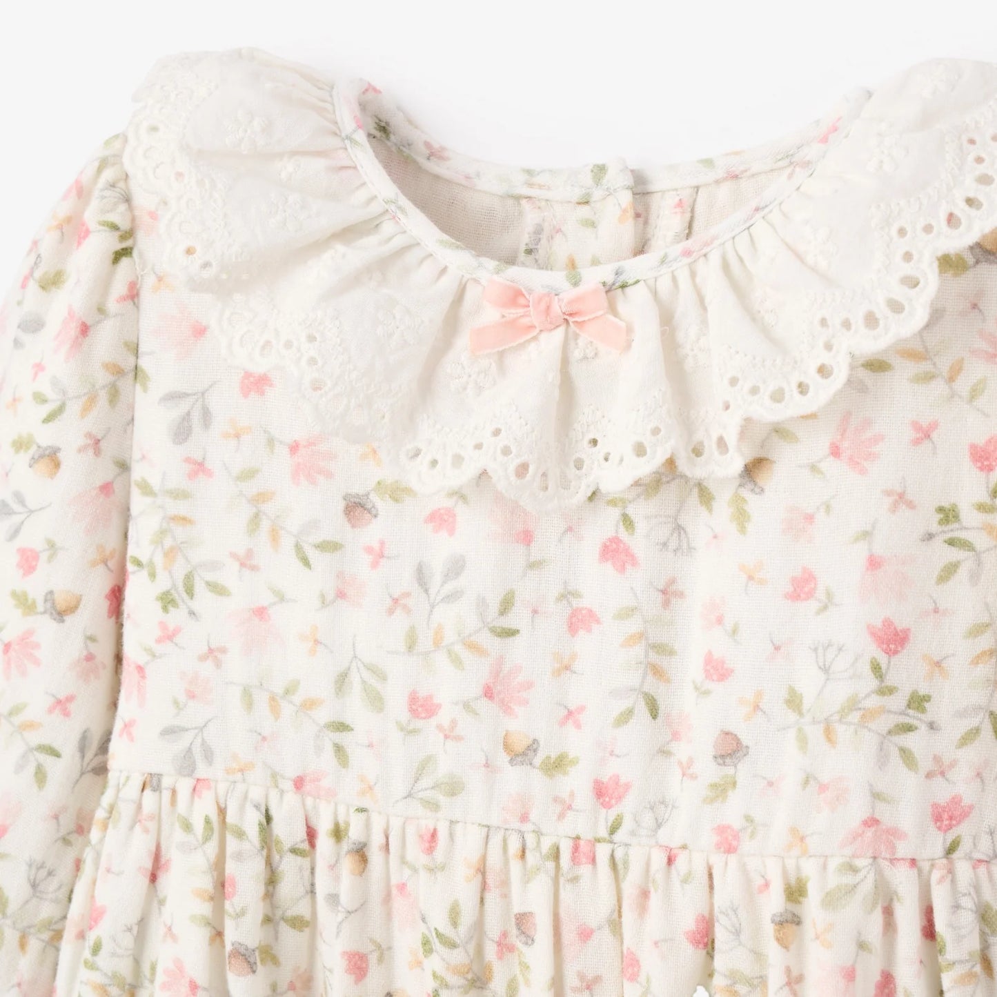 Fairytale Floral Organic Muslin Jumpsuit w/ Eyelet Lace Collar