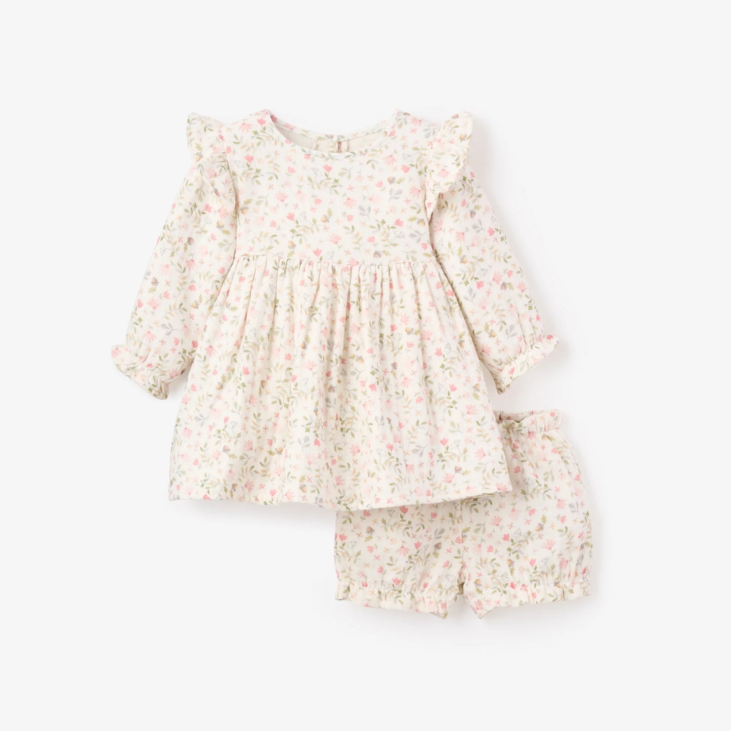 FOLKLORE FLORAL ORGANIC MUSLIN DRESS+ BLOOMER