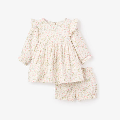 FOLKLORE FLORAL ORGANIC MUSLIN DRESS+ BLOOMER