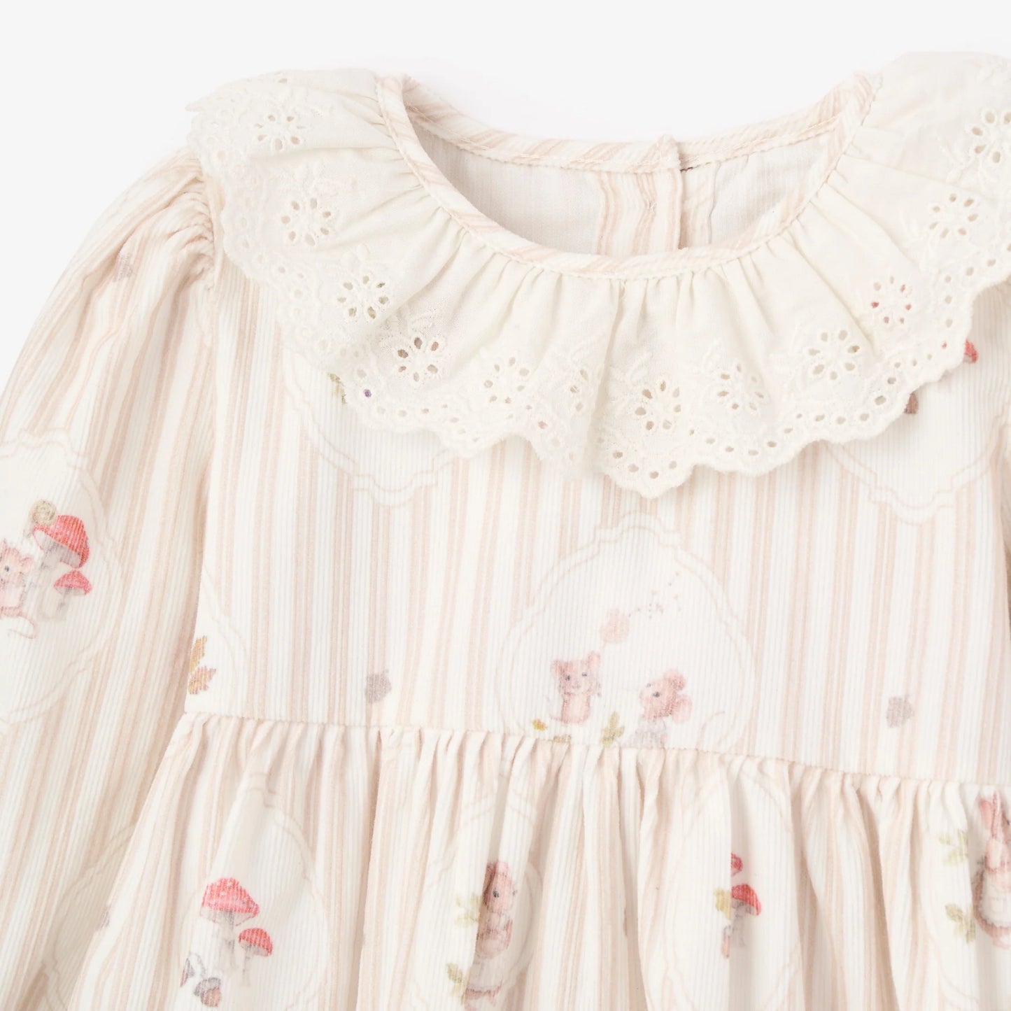 Magical Mouse Cameo Stripe Pin Cord Dress w/ Eyeles Lace Collar + Bloomer