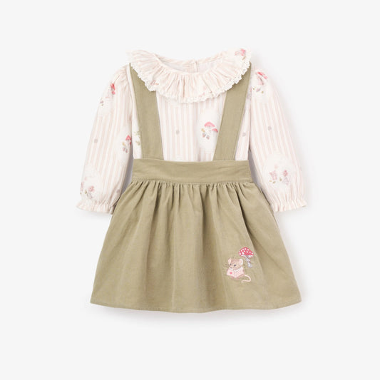 MAGICAL MOUSE CAMEO STRIPE MINI CORD TOP + PINAFORE DRESS SET
