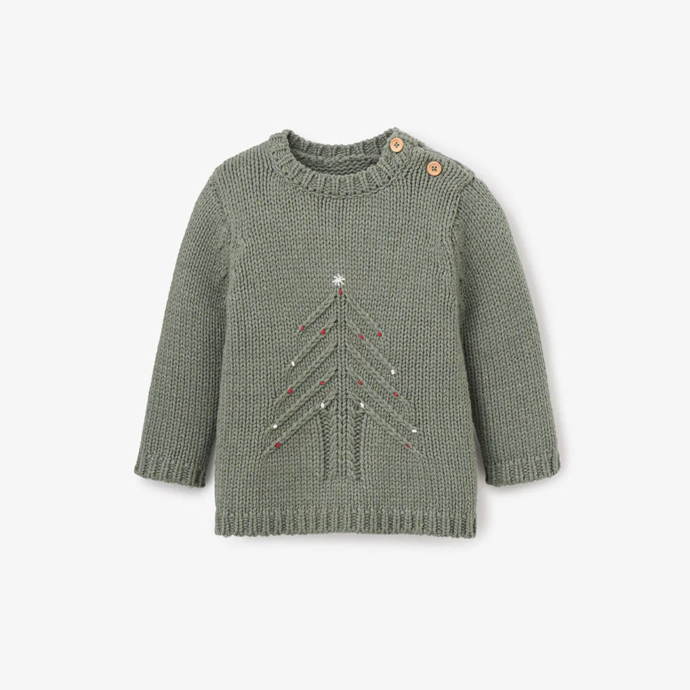 GREEN CHRISTMAS TREE KNIT PULLOVER