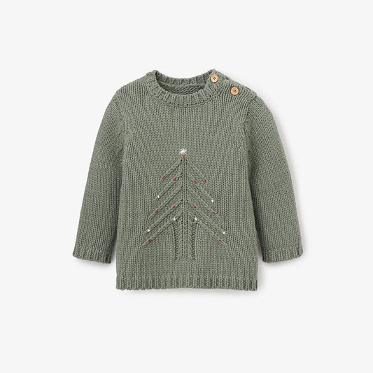 GREEN CHRISTMAS TREE KNIT PULLOVER
