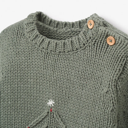 GREEN CHRISTMAS TREE KNIT PULLOVER