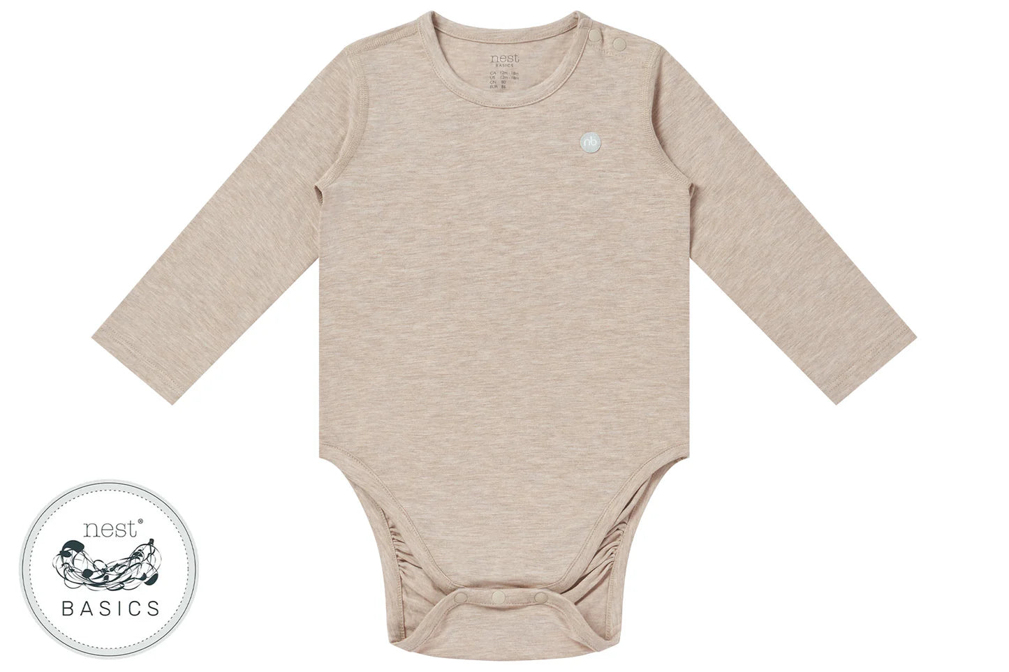 Basics Long Sleeve Onesie (Bamboo Cotton) - Warm Taupe