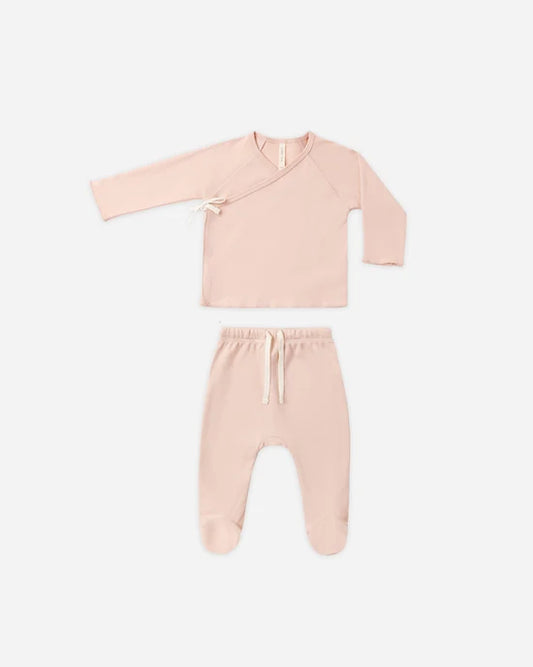 Quincy Mae Wrap Top + Footed Pant Set