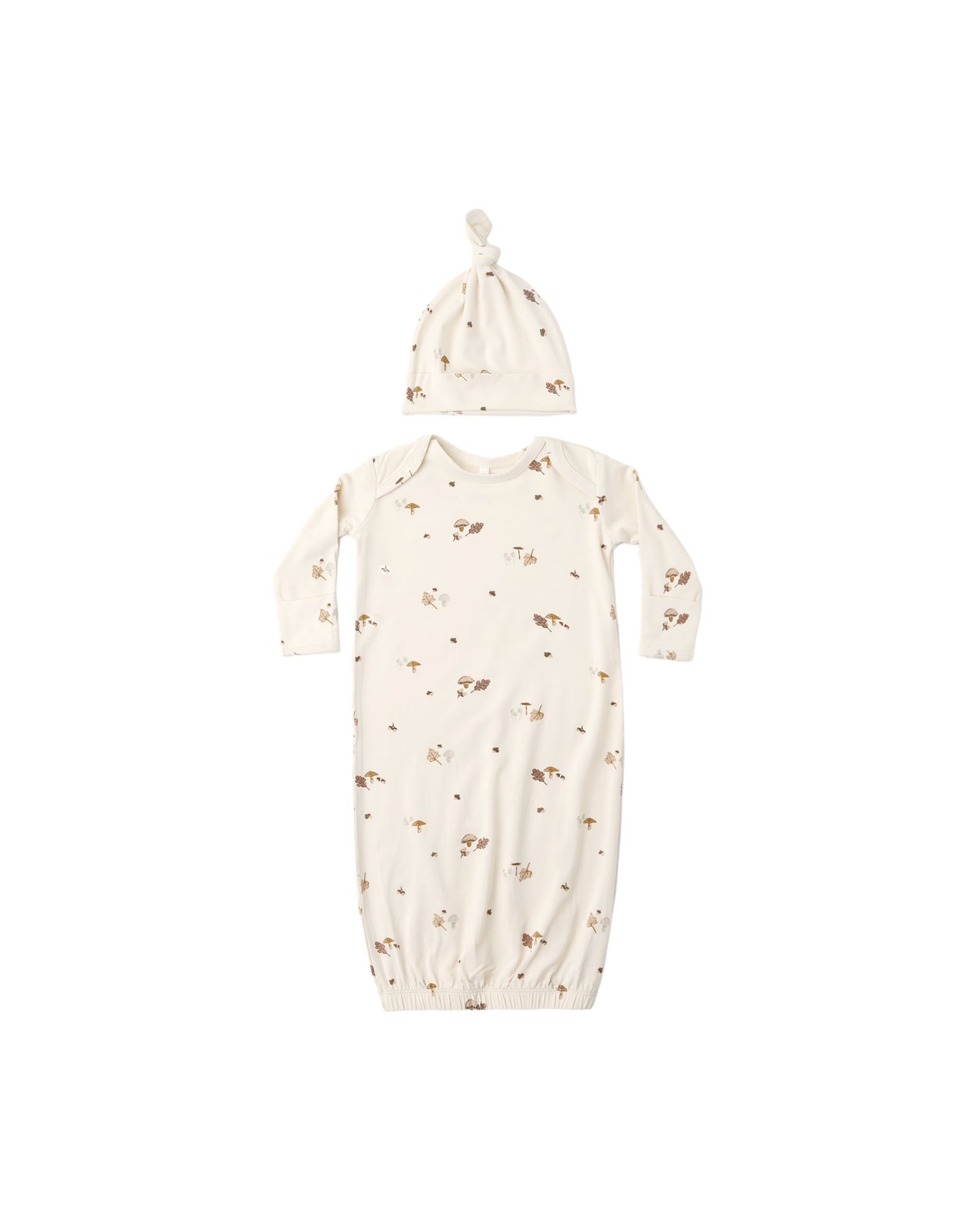 Quincy Mae Bamboo baby gown + hat set Woodland