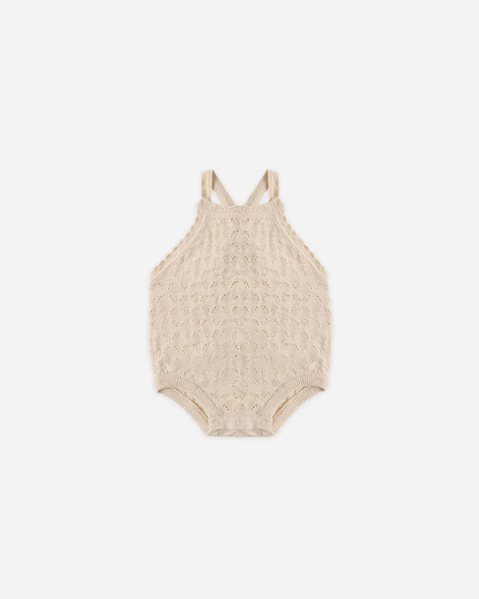 Quincy Mae Annie Knit Romper Ecru