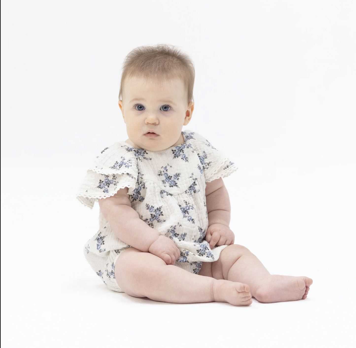 Organic Muslin V-Neck Bubble Romper