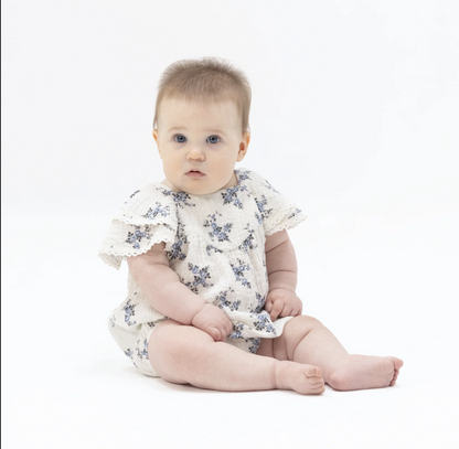 Organic Muslin V-Neck Bubble Romper