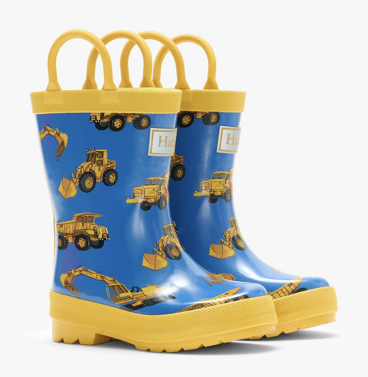 Construction Trucks Toddler Rain Boots with Handles