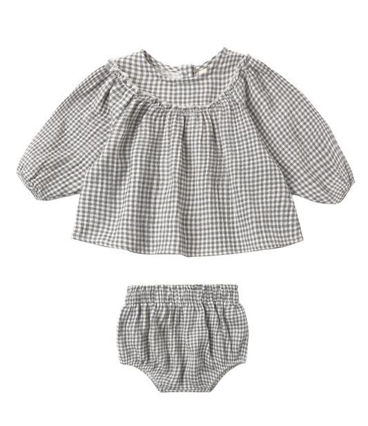 Quincy Mae Mia Top + Bloomer Set || Midnight Gingham