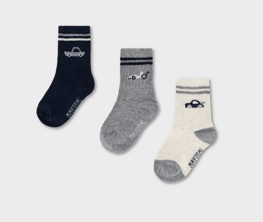 Mayoral 3-pack Striped Vehicle Socks 10249