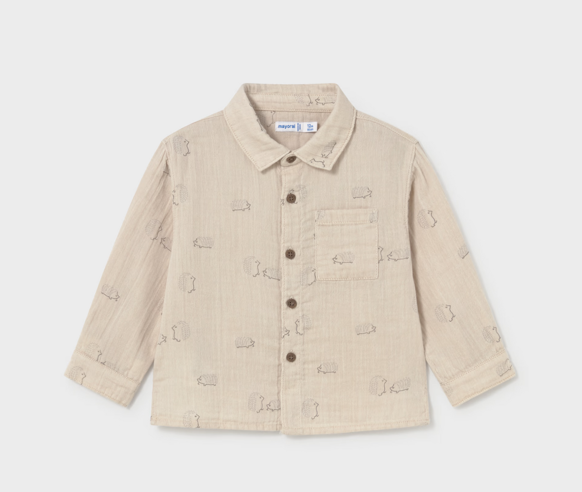 Mayoral Baby Printed Crinkle Cotton Buttondown Shirt 2111