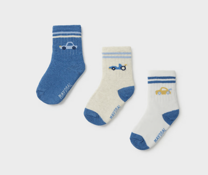 Mayoral 3-pack Striped Vehicle Socks 10249