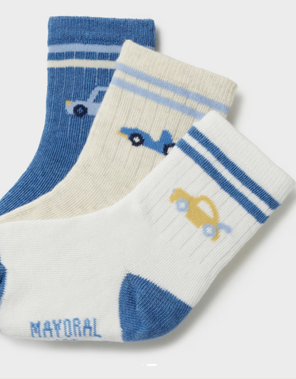 Mayoral 3-pack Striped Vehicle Socks 10249