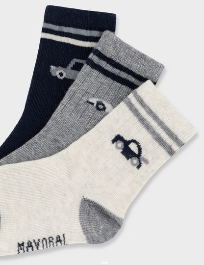 Mayoral 3-pack Striped Vehicle Socks 10249