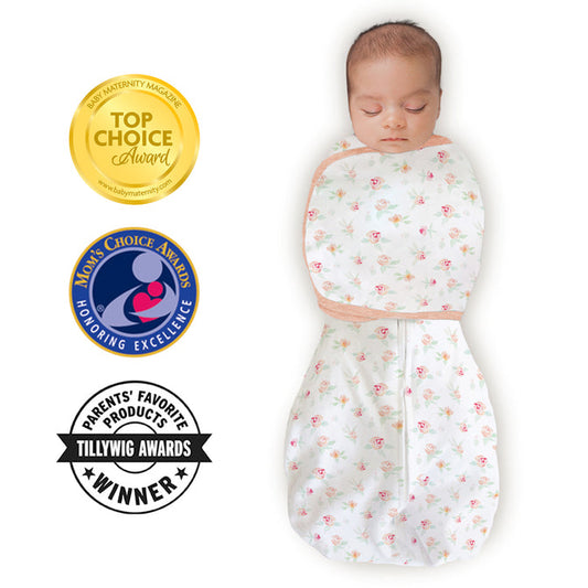 Omni Swaddle Sack, Watercolor Peachy Pink Floral, Small 0-3 Mo