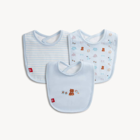 NURSERY NOSTALGIA BLUE MODAL BIB 3-PACK: ONE SIZE