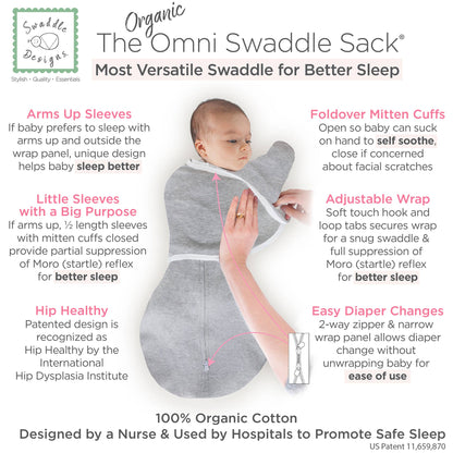 Organic Omni Swaddle Sack, Heathered Gray